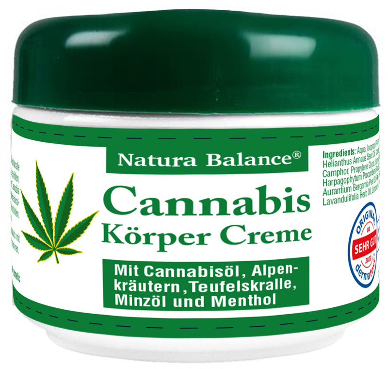 125ml Cannabis Creme mit Cannabisöl Teufelskralle Alpenkräuter Körper Rücken Balsam Hanföl Made in Germany