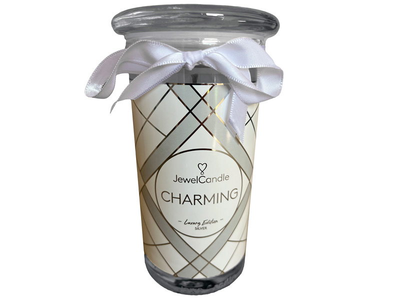Juwelkerze Charming mit Armband silber Luxery Edition 120h Kokos Duftkerze Kerze